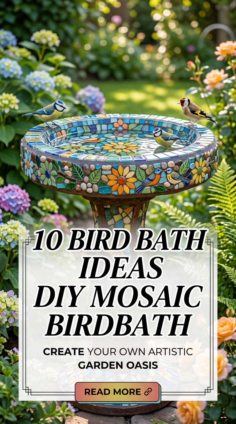 10 Bird Bath Ideas DIY Mosaic Birdbath