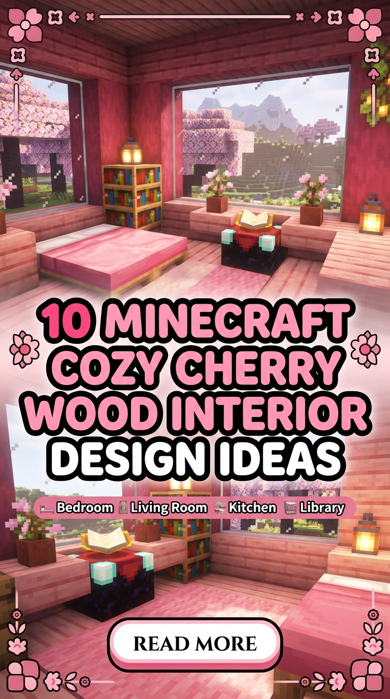 10 Minecraft Cozy Cherry Wood Interior Design Ideas